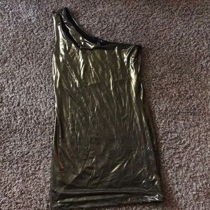 Metallic gold cocktail dress